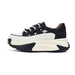 Women's Fashion Retro Versatile Thick-soled Hollow Sneakers (Option: Black-37)