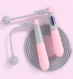 Cordless  Exercise Fitness Electronic Counting Wire Skipping Rope (Color: Pink)