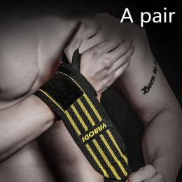 Fitness Wrist Bandage Anti Sprain Sports (Option: Yellow pair-Four stripes-55x8)