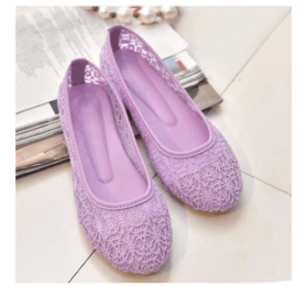 Hollow Breathable Lace Mesh Shoes For Women (Option: Purple-44)