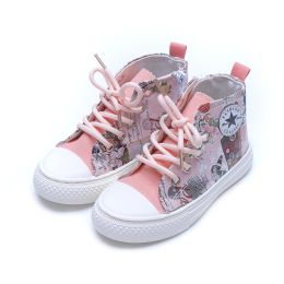 Non-slip graffiti canvas shoes (Option: Pink-25)