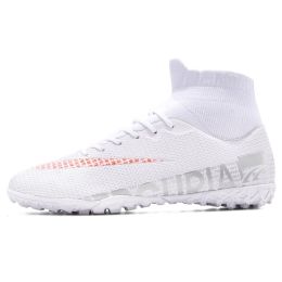 Men's Plus Size Soccer Shoes High Top AG Spikes (Option: White-42)