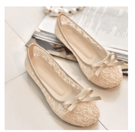 Hollow Breathable Lace Mesh Shoes For Women (Option: Apricot B-45)