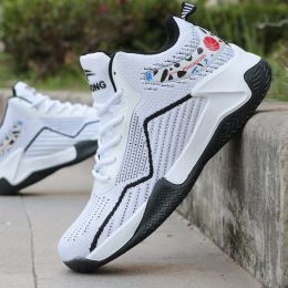 Basketball Shoes High Top Flying Woven Sneakers Breathable (Option: White-45)