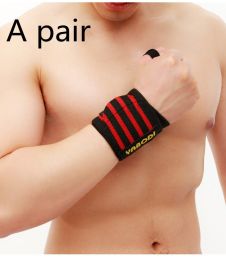 Fitness Wrist Bandage Anti Sprain Sports (Option: Red pair-Four stripes-55x8)