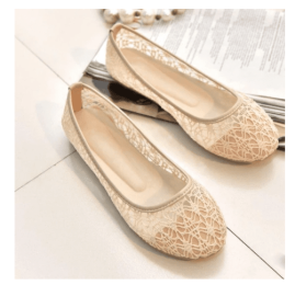 Hollow Breathable Lace Mesh Shoes For Women (Option: Apricot-43)