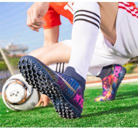 Student Soccer Shoes AG Long Broken Nail Training Shoes (Option: 332 Broken Nail Black-35)