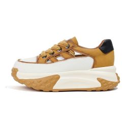 Women's Fashion Retro Versatile Thick-soled Hollow Sneakers (Option: Yellow-38)