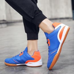 Indoor Football Shoes IC Flat Male Tendon Sole (Option: Blue orange-39)