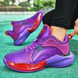 New Youth Competition Training Basketball Shoes (Option: Purple-45)