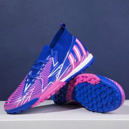 Male Teenager Student Competition Training Soccer Shoes (Option: Blue Pink Broken Nails-36)