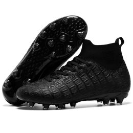 Football Men's High-top Foot Sock Training Shoes (Option: Black-32)