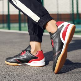 Indoor Football Shoes IC Flat Male Tendon Sole (Option: Black red-41)