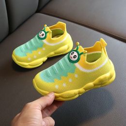 Boys And Girls Mesh Breathable Sports Soft Sole Shoes (Option: Yellow-32)