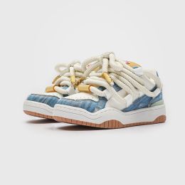 Thick Bottom Versatile Casual Men's And Women's Breathable Shoes (Option: Denim Blue-41)