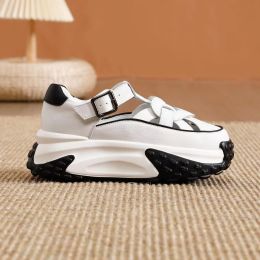 Women's Fashion Hollowed-out Breathable Platform Sandals (Option: White-39)