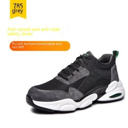 Mesh Breathable PU Soft Sole Labor Insurance Shoes Anti-smash Anti-puncture (Option: 785Grey-48)