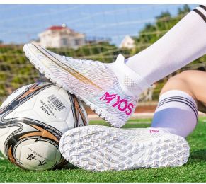 Student Soccer Shoes AG Long Broken Nail Training Shoes (Option: 332 Broken Nail White-36)