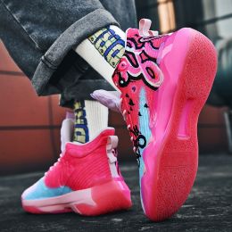 Luminous High-top Basketball Shoes (Option: Luminous Rose Red-45)