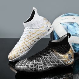 Soccer Shoes Long And Short Spikes Adult Student Race Shoes Training (Option: Black And White Broken Nails-40)