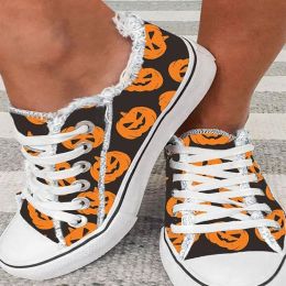 Large Size Halloween Ghost Head Pumpkin 3D Printing Low-top Shoes (Option: Big Pumpkin-42)