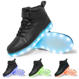 LED Lamp High-top Board Shoe Light Shoes Charging Dancing Shoes (Option: Black-45)