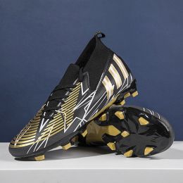 Male Teenager Student Competition Training Soccer Shoes (Option: Black Gold Spike-45)